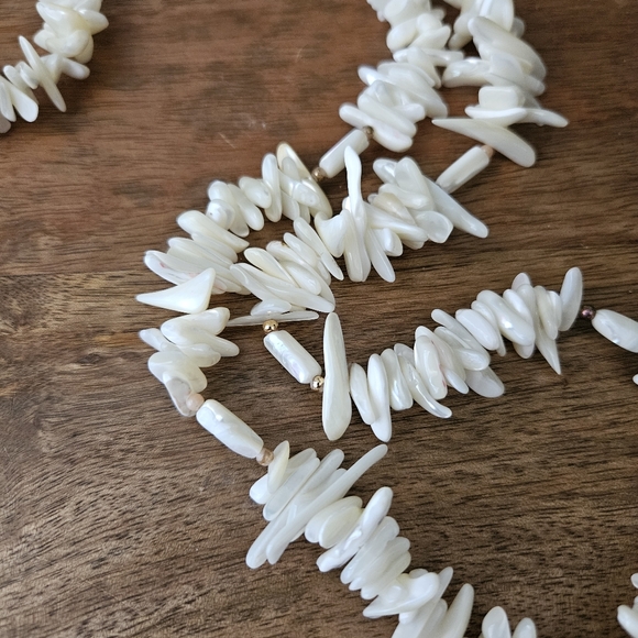 Off White Polished Shell Necklace - Picture 2 of 7